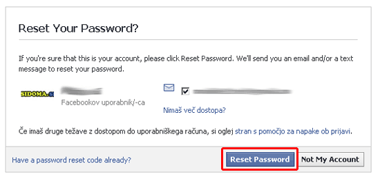 facebook izgubljeno ukradeno geslo ponastavitev